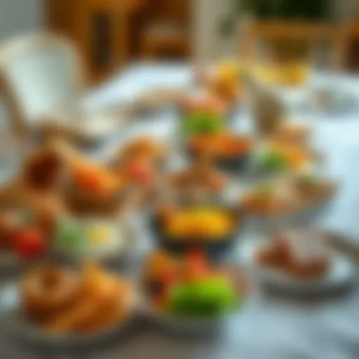 An array of colorful gluten-free dishes elegantly presented on a dining table