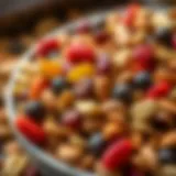 Colorful assortment of nuts and dried fruits in a bowl