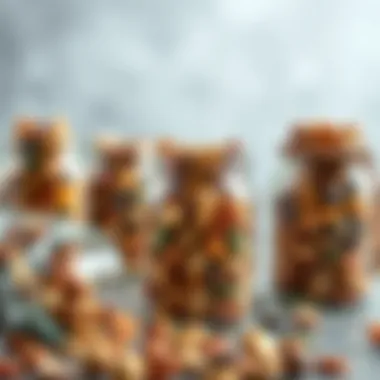 Customization Ideas for Trail Mix A variety of customized trail mix options in jars