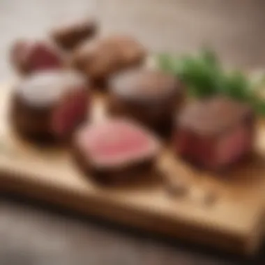 Selection of high-quality filet mignon cuts on a wooden board