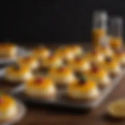 An elegant display of assorted flan desserts arranged beautifully