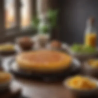 An inviting kitchen scene with ingredients for homemade flan