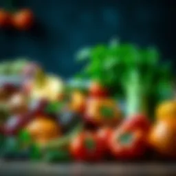 A colorful assortment of fruits and vegetables displayed creatively