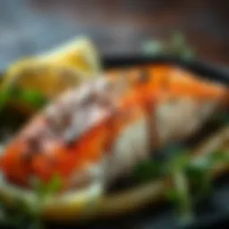 Fresh salmon fillet topped with herbs