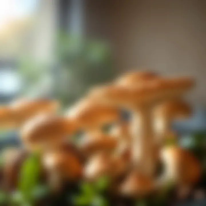 Mushrooms: Natural Source of Vitamin D A vibrant display of mushrooms under sunlight