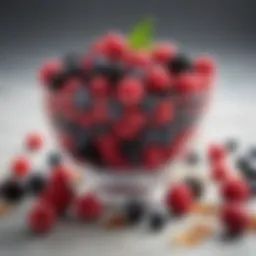 A vibrant bowl of mixed berries highlights their fiber content.