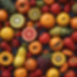 A vibrant display of exotic fruits showcasing their diverse colors and textures