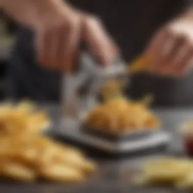 User-friendly french fry cutter in action