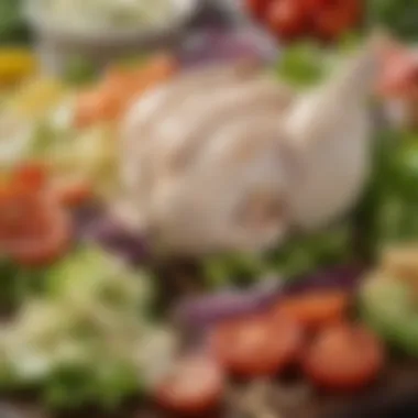 An assortment of ingredients for a gourmet chicken salad