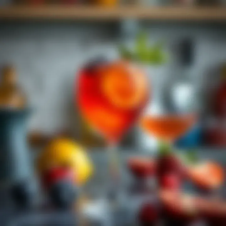 An elegant cocktail featuring seasonal fruits and herbs.