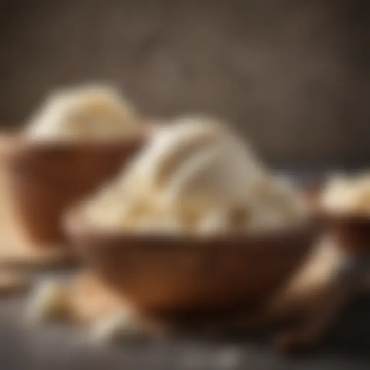 An enticing scoop of gelato coconut ice cream in a rustic bowl, showcasing its creamy texture