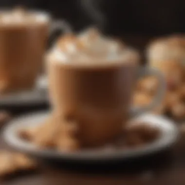 Inviting Gingerbread Coffee Experience A steaming cup of gingerbread coffee reflecting its warm, inviting color