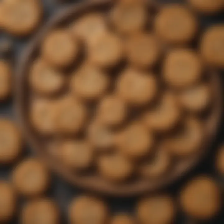 A variety of ginger cookies displayed artfully on a wooden platter