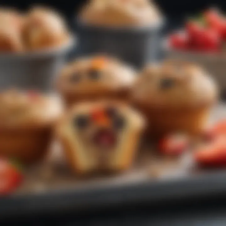 A close-up of delicious gluten-free muffins with fresh fruits