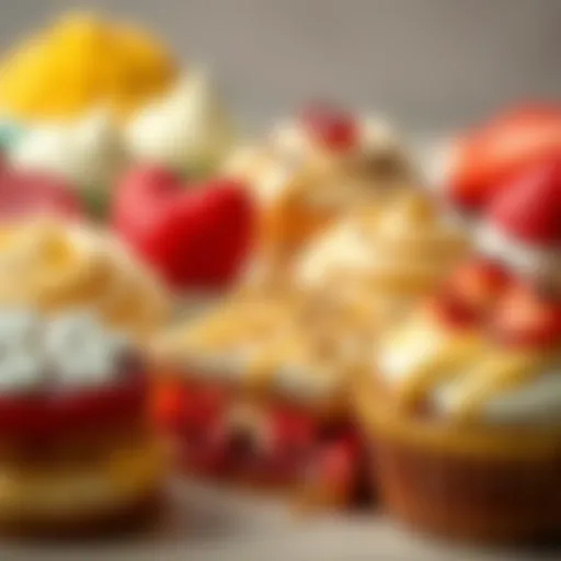 A vibrant display of an assortment of gluten-free desserts showcasing their colorful textures.