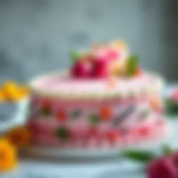 A beautifully decorated half sheet cake with vibrant frosting and floral accents