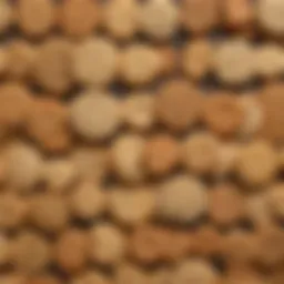 A selection of hard teething biscuits arranged on a wooden board.