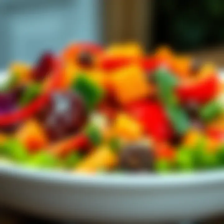 Close-up of a vibrant raw salad
