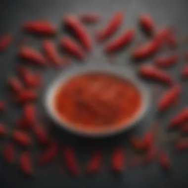 Close-up of a Scoville scale with chili peppers indicating varying heat levels