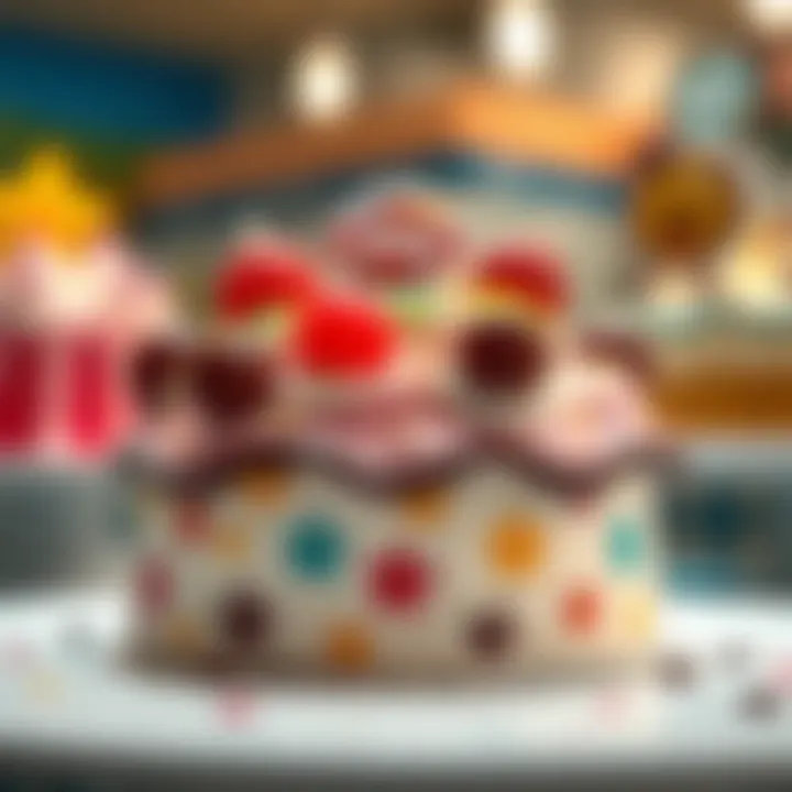 Seasonal Splendor: Ice Cream Cake with Regional Flair A close-up of a Dairy Queen ice cream cake with seasonal decorations, representing regional variations