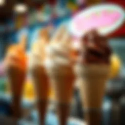 Artisan ice cream cones showcasing unique flavors