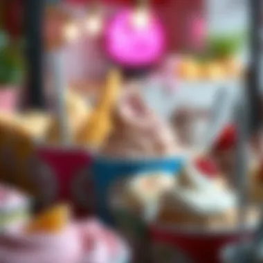 Flavor Variety in Ice Cream A variety of ice cream flavors in colorful tubs