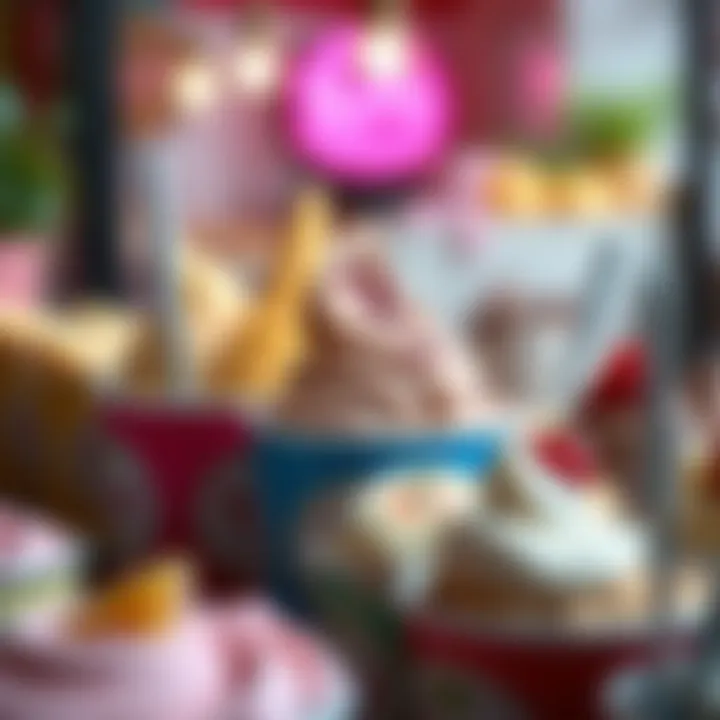 Flavor Variety in Ice Cream A variety of ice cream flavors in colorful tubs