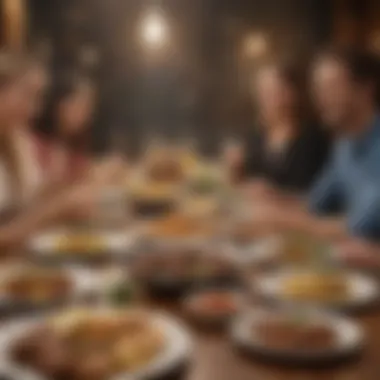 Group of friends enjoying a meal at an affordable eatery