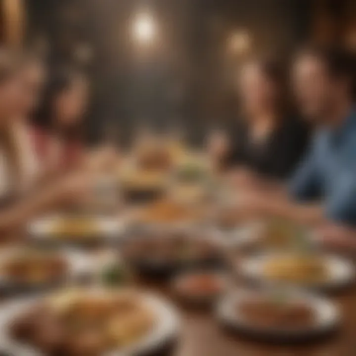 Group of friends enjoying a meal at an affordable eatery