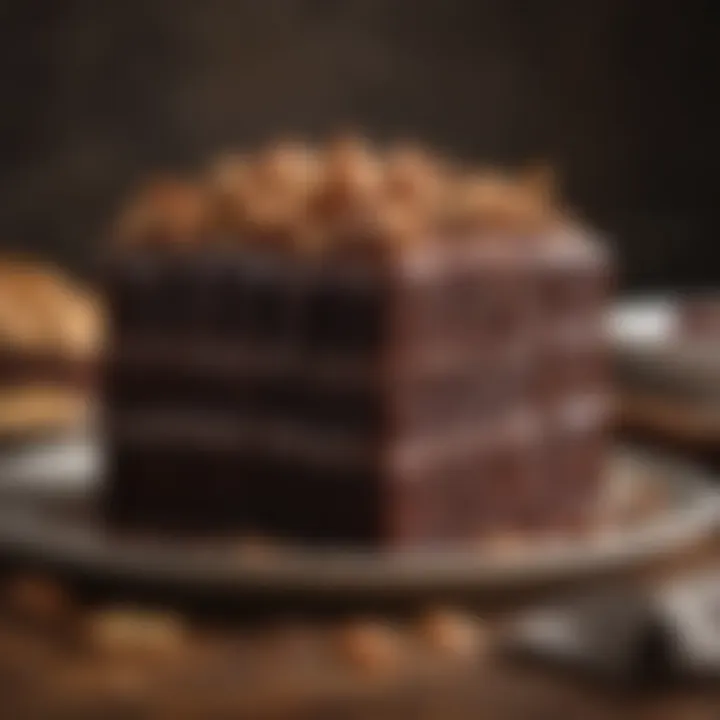 Close-up of a rich chocolate cake made with almond flour and sweetened with stevia