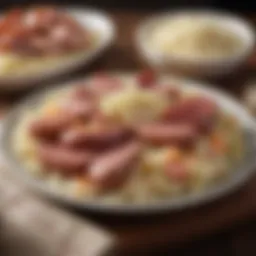 Traditional platter featuring kielbasa and sauerkraut