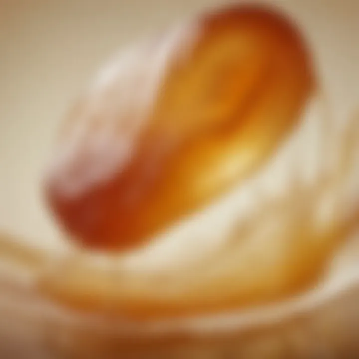 A close-up view of a SCOBY floating on kombucha