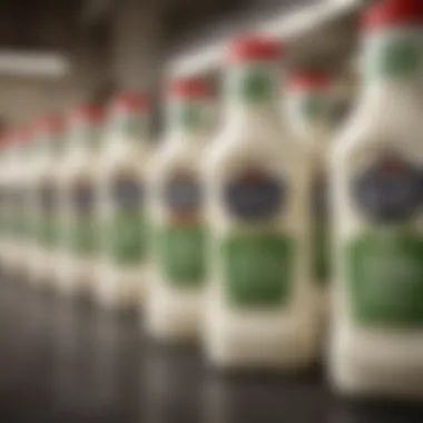 Popular brands of lactose-free ranch dressing on a shelf