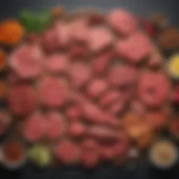 A vibrant assortment of plant-based meat alternatives displayed aesthetically