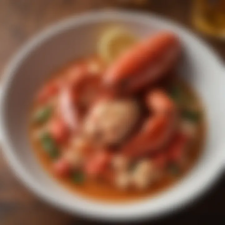 An elegant seafood dish enhanced with lobster paste