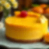 Sublime Mango Mousse Cake Presentation A beautifully crafted mango mousse cake with a glossy finish