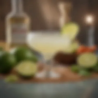 Artistic arrangement of ingredients for an innovative margarita