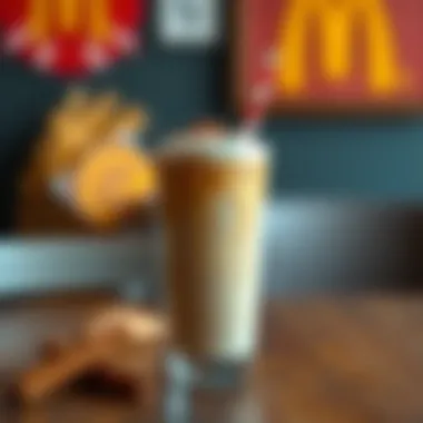 An iced latte with a sprinkle of cinnamon on a rustic wooden table