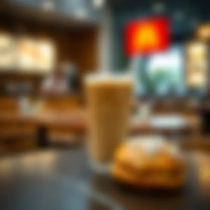 A refreshing iced latte paired with a delicious pastry on a café table