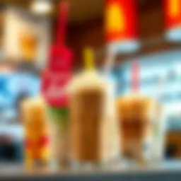 A vibrant display of various McDonald's iced latte flavors in stylish cups