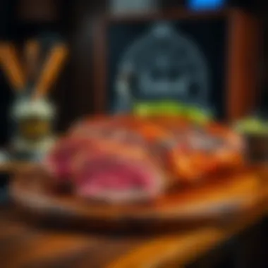 Perfectly Smoked Brisket A beautifully smoked brisket on a wooden platter