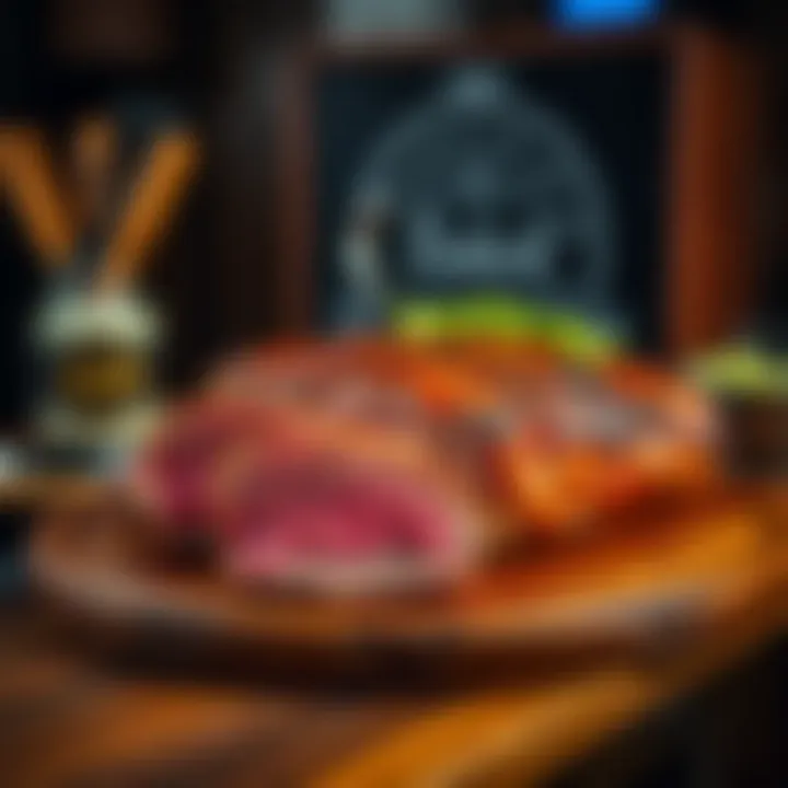 Perfectly Smoked Brisket A beautifully smoked brisket on a wooden platter