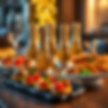 Perfect Pairings with Mini Prosecco Artful arrangement of mini Prosecco bottles with various appetizers