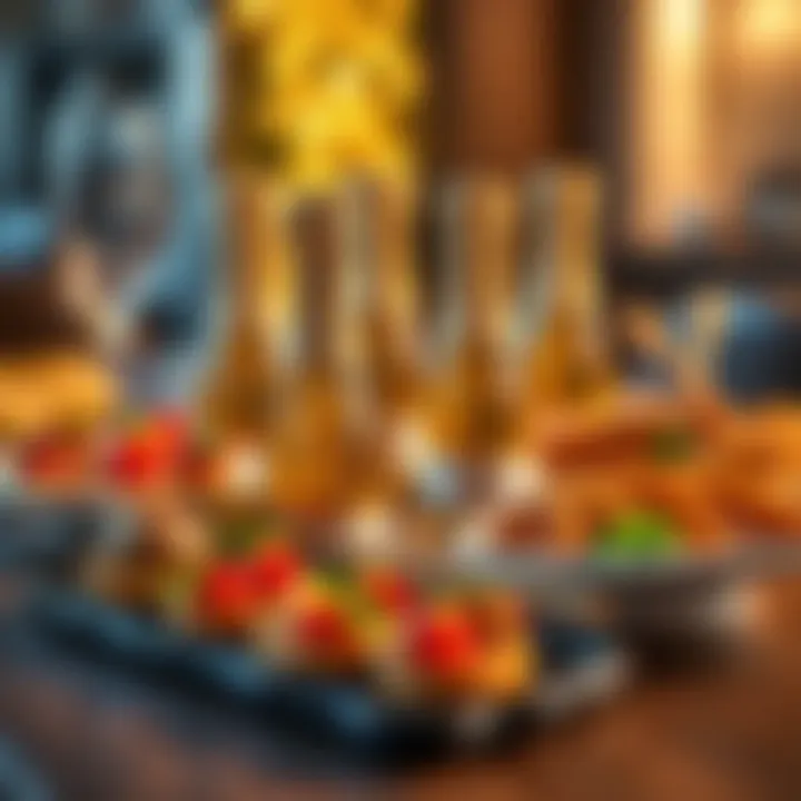 Perfect Pairings with Mini Prosecco Artful arrangement of mini Prosecco bottles with various appetizers