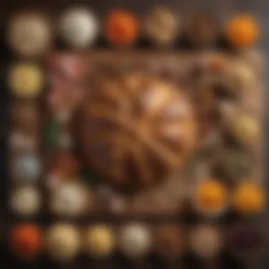 An array of colorful ingredients used in New Zealand bread recipes laid out on a wooden surface.