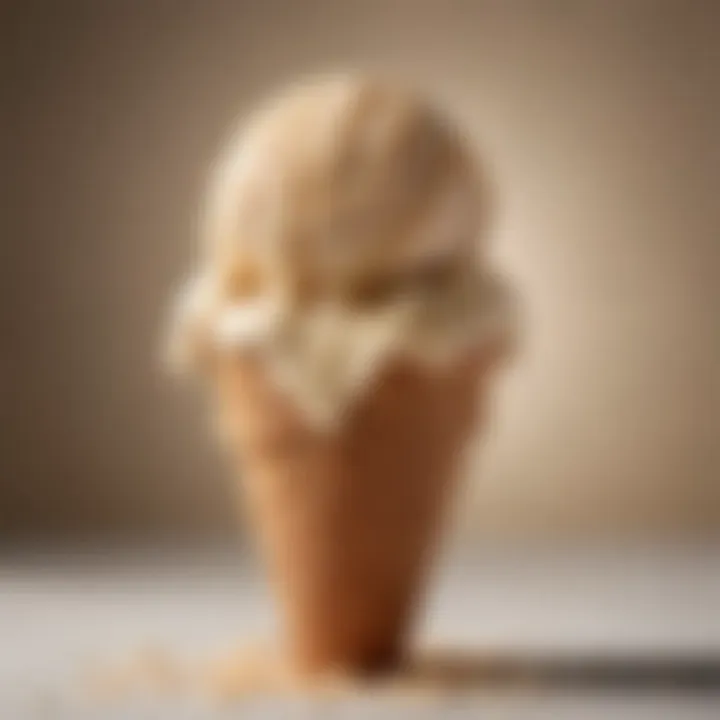 A scoop of oatmeal-based ice cream in a stylish cone