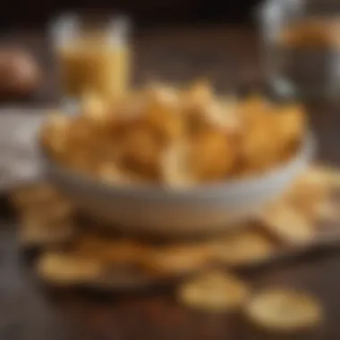 A vibrant dish featuring homemade potato chips with Old Bay seasoning and garnishes