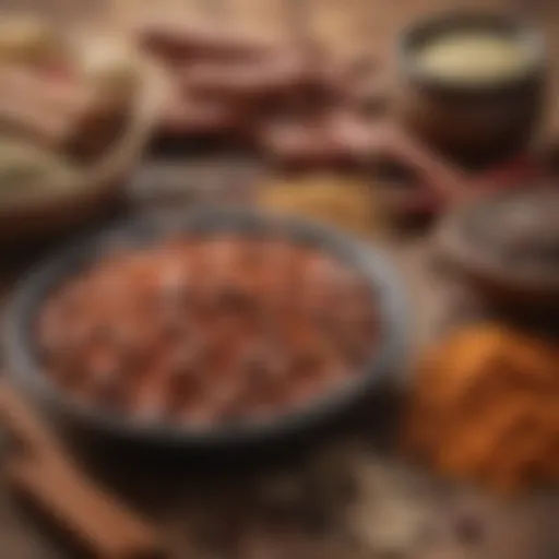 An assortment of traditional spices for pork sausage seasoning