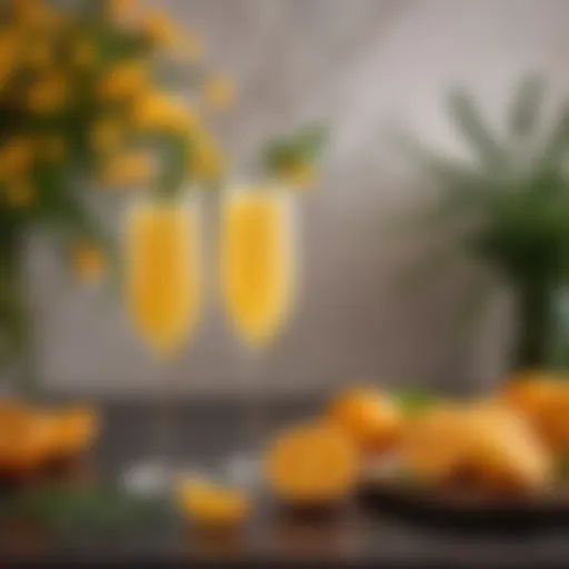 Elegant glass of mimosa drink with fresh orange slices