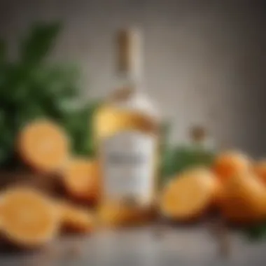 A close-up of a White Hennessy bottle surrounded by fresh ingredients